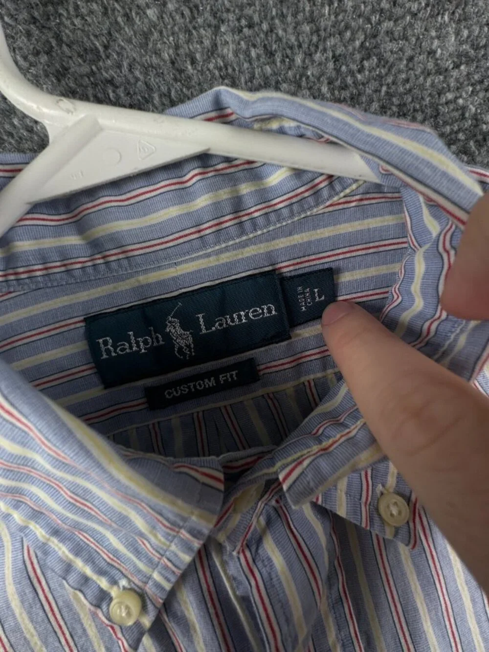Ralph Lauren Long Sleeve Button Up Cotton Blue Red Yellow Striped Large Custom